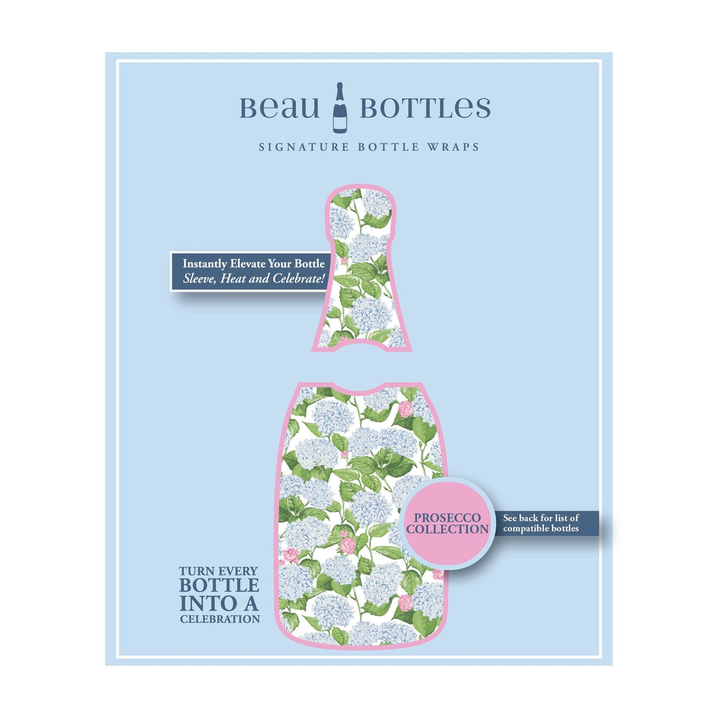 Beau Bottles x Sheridan French Collection - Classic Hydrangea - Prosecco Collection