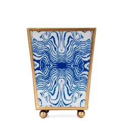Faux Bois Enameled Square Cachepot Planter