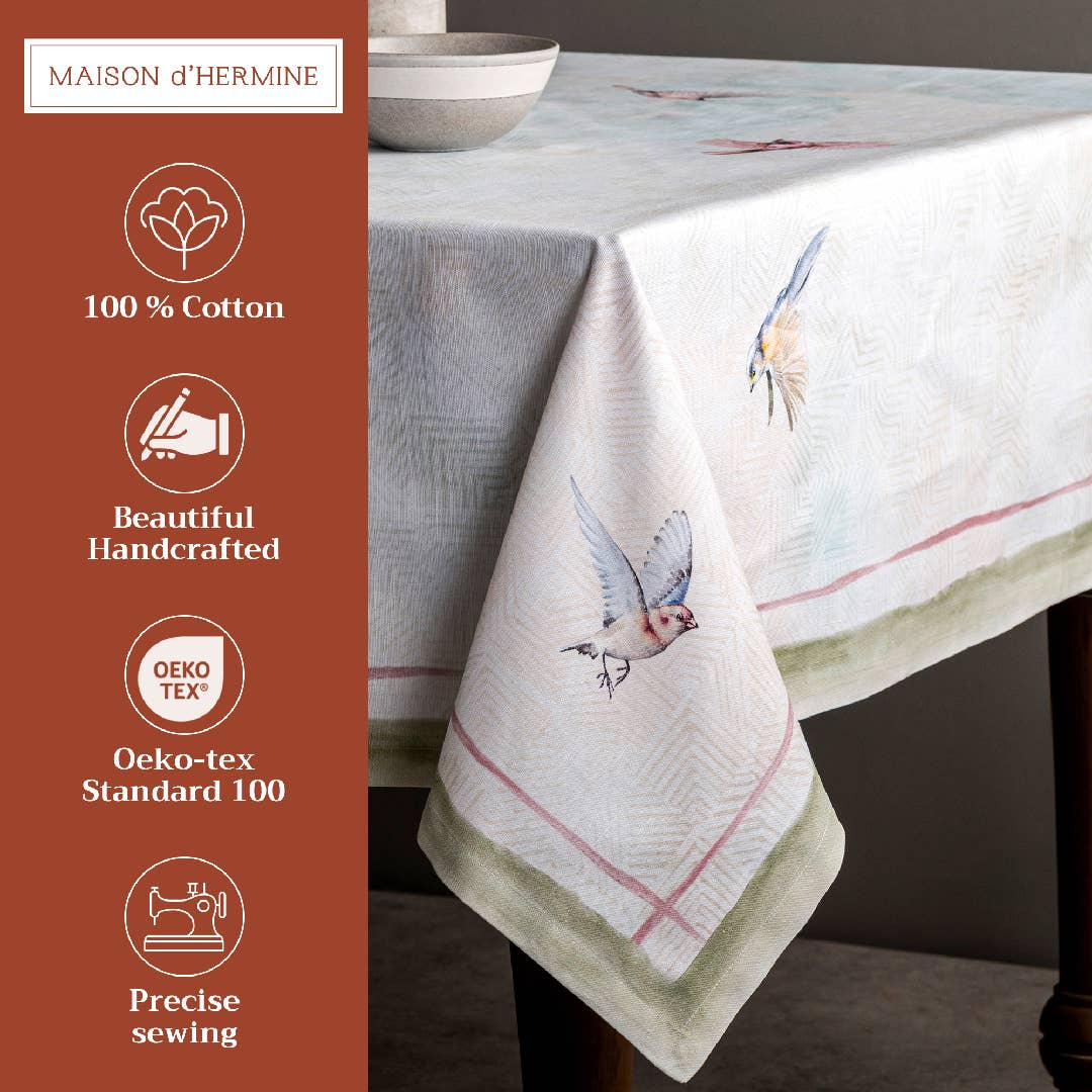 Tablecloths 100% Cotton - 3 Shapes - Flying Birds: 60" x 60"