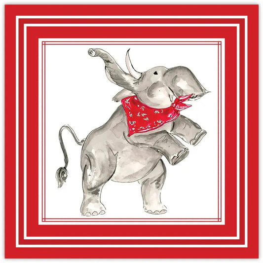 Roseanne Beck Handpainted Elephant with Red Bandana Square Placemat