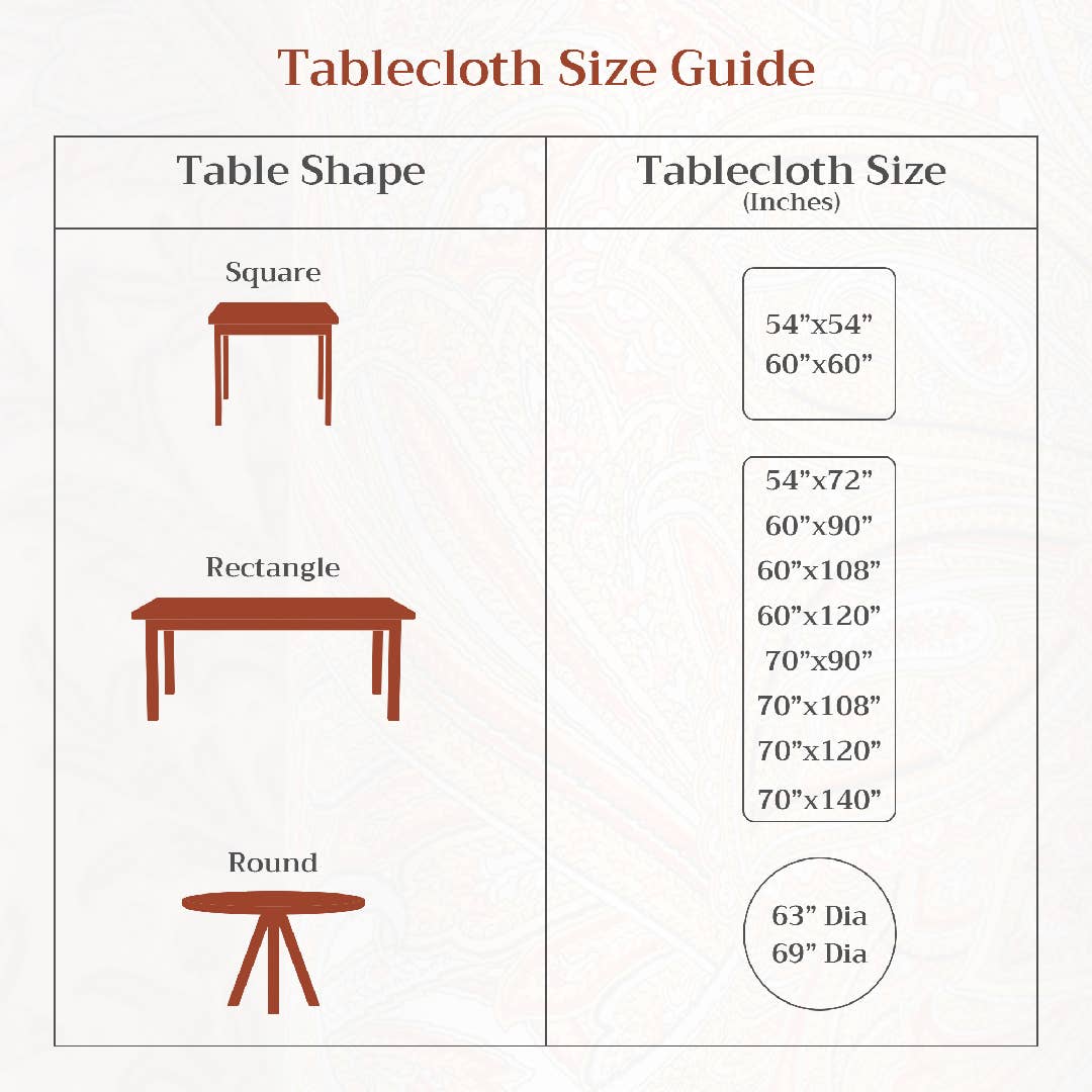 Tablecloths 100% Cotton - 3 Shapes - Versailles Fall: 60" x 60"