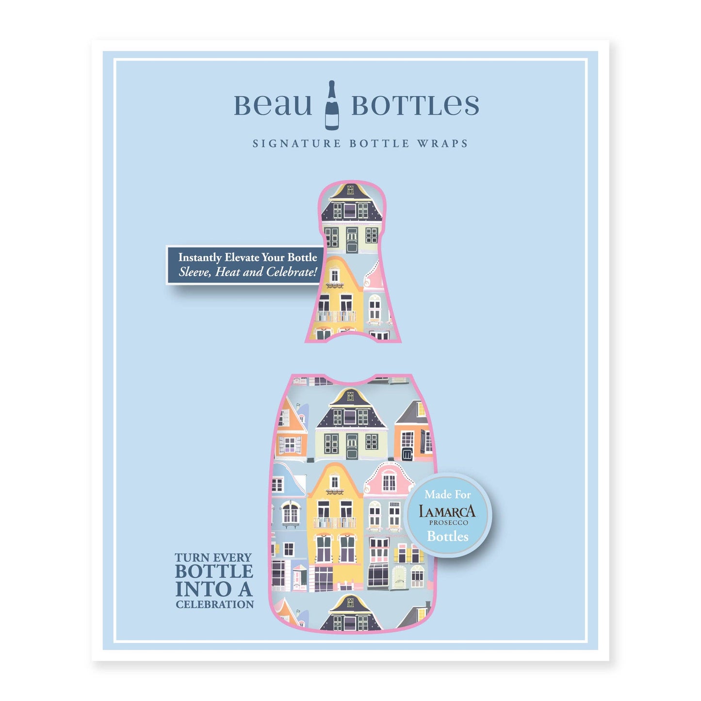 Beau Bottles Blue Row Houses - Prosecco Collection