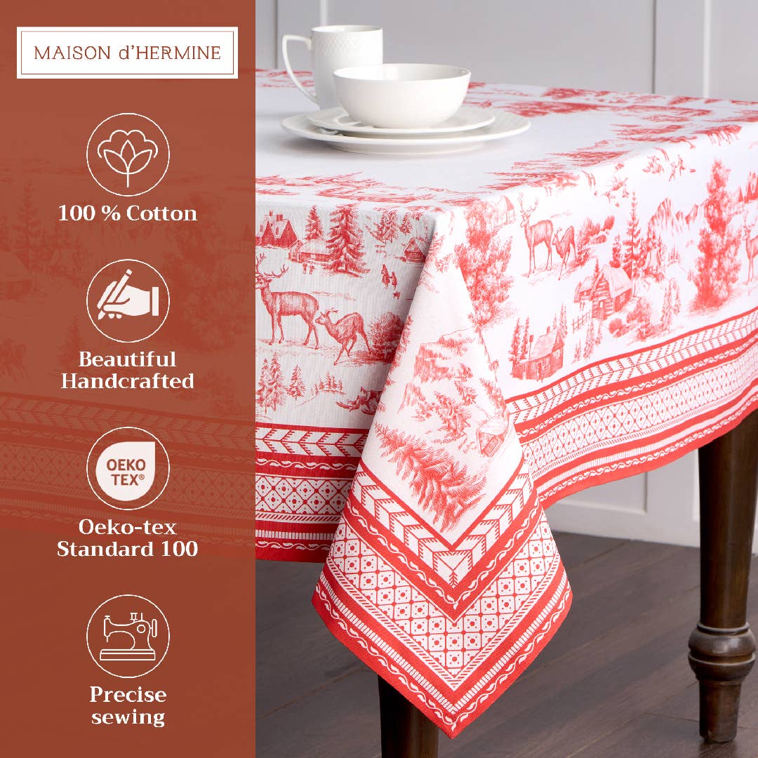 Tablecloths 100% Cotton - 3 Shapes - Winter Jouy: 54" x 54"