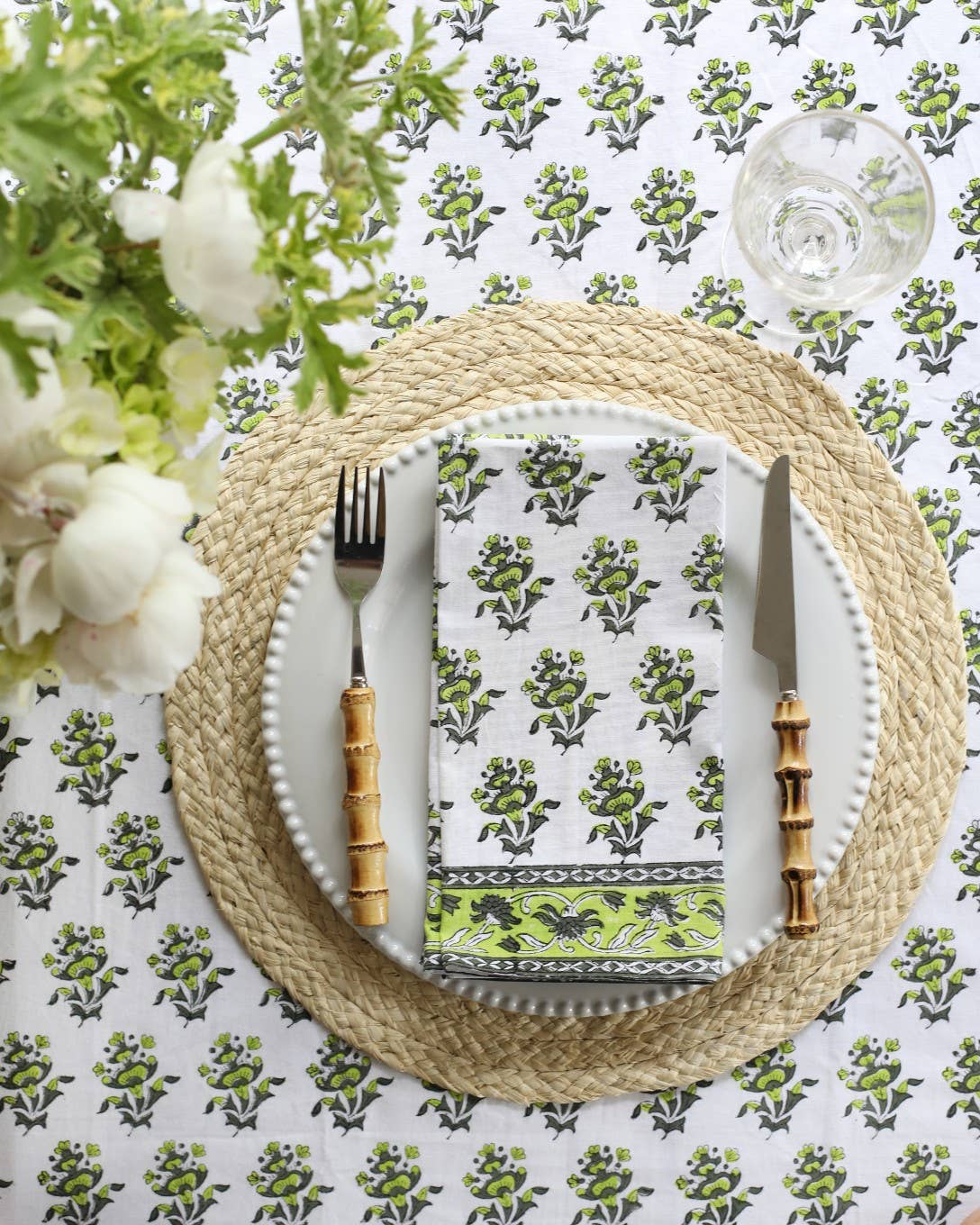 Tablecloth Gayatri Buti Olive: 60x60