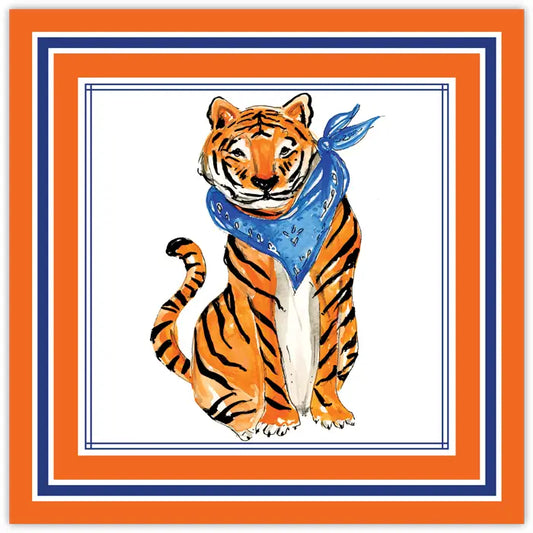 Roseanne Beck Handpainted TIger with Blue Bandana Square Placemat